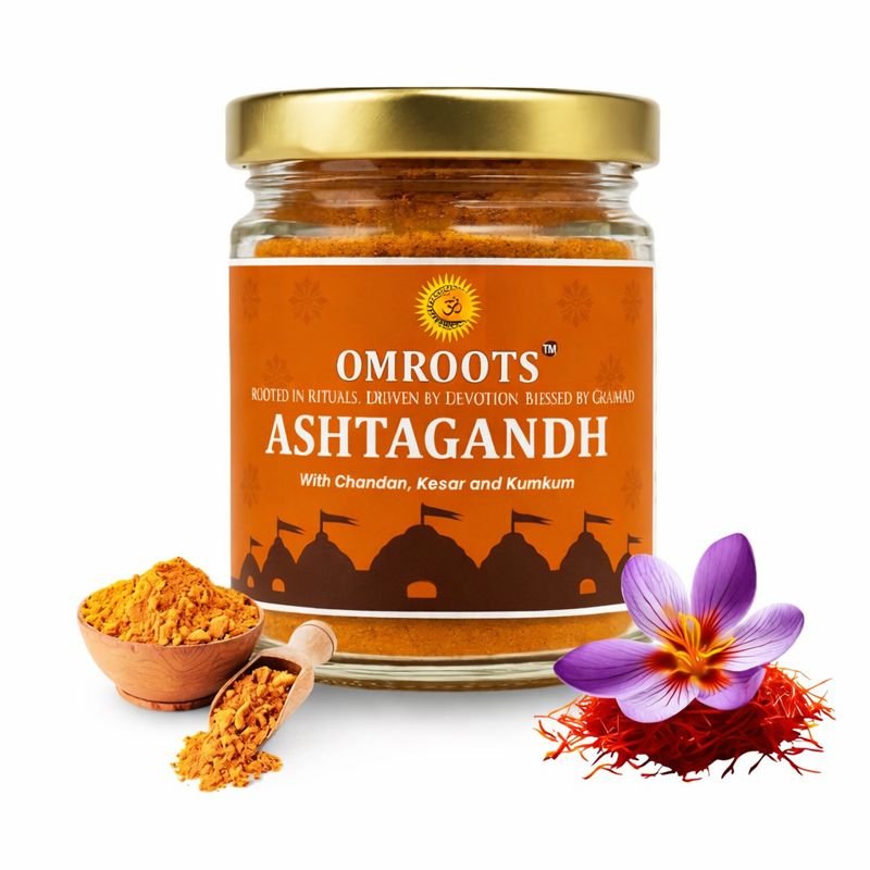 Ashtagandh Powder with Chandan, Kesar & Kumkum - OmRoots
