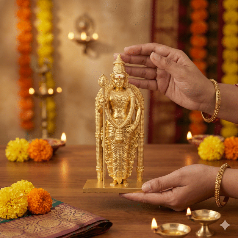 Lord Murugan Idol Gold Finish