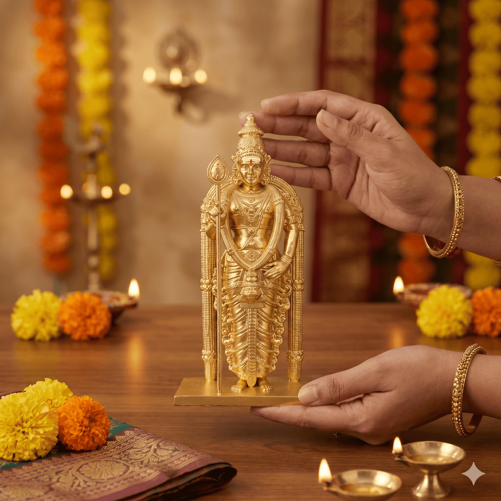Lord Murugan Idol Gold Finish Lord Murugan Idol Gold Finish