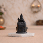Seated Lord Murugan Idol (4 Inch,Matte Black) for car