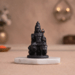 Seated Lord Murugan Idol (4 Inch,Matte Black) for car