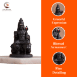 Seated Lord Murugan Idol (4 Inch,Matte Black) for car