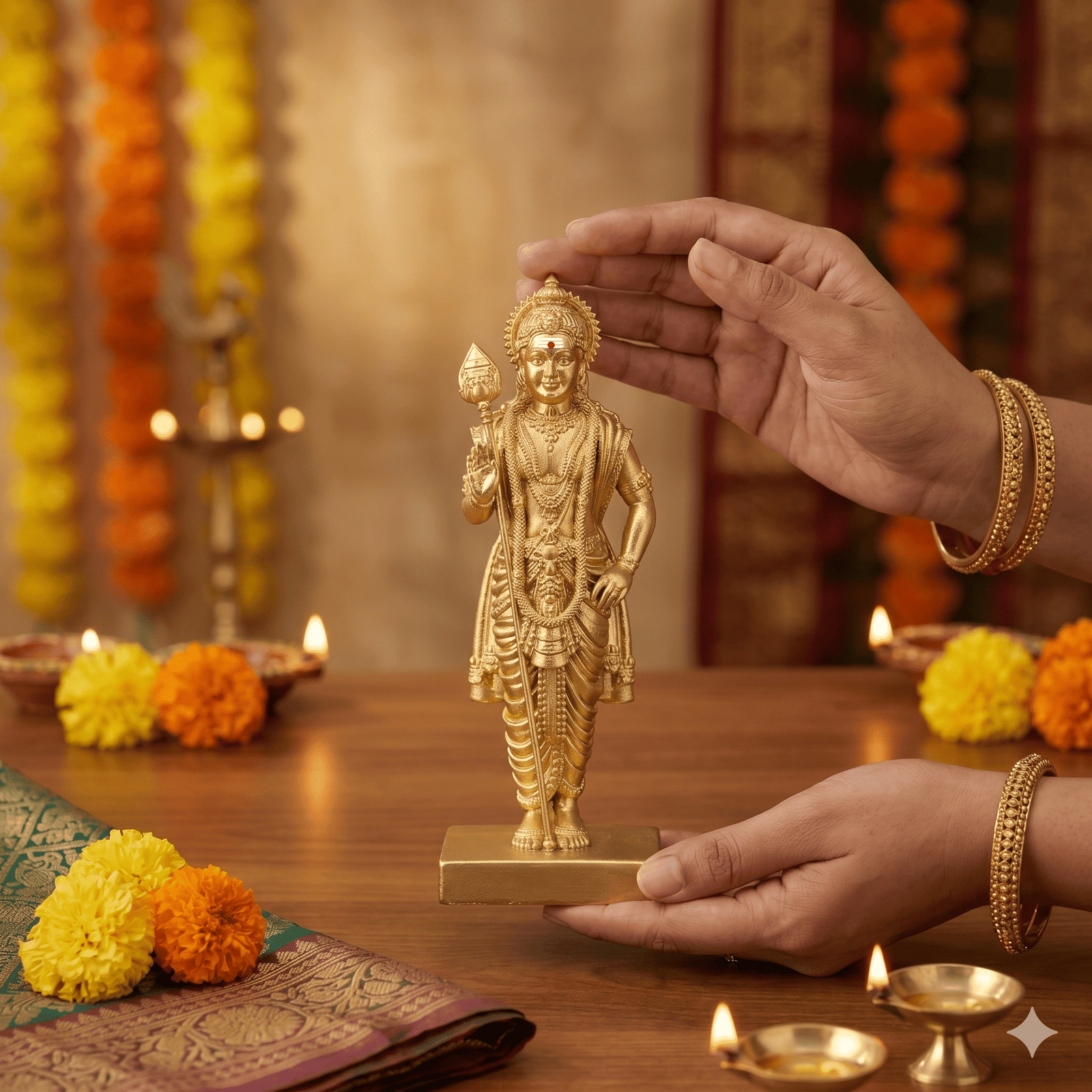 Lord Murugan Swamy (4 Inch - Golden) Lord Murugan Swamy (7 Inch - Golden)