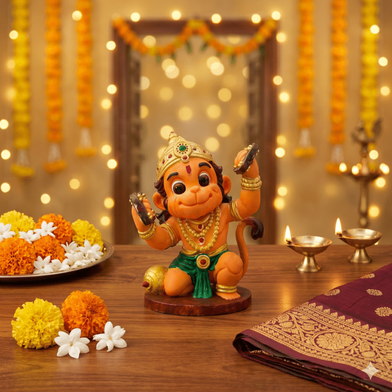 Bal Hanuman Ji Multicolor Idol 3 Inch – 3D Printed UV Resin Murti for Home Temple and Car Dashboard