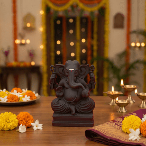 Chaturbhuj Ganesha Black Maroon Edition Murti 3.5 Inch – OmRoots