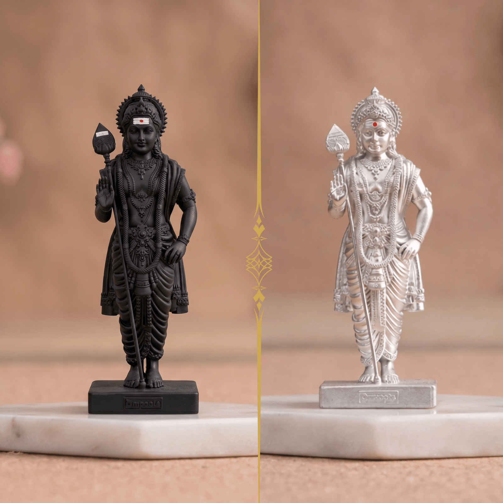 MURUGAN SWAMI (2) Lord Murugan Swamy Combo – Matte Black & Silver (4 Inch) | Set of 2 - Image 1