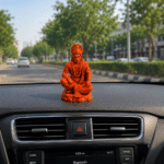 OmRoots Shri Ram Bhakt Hanuman Ji Murti for Car Dashboard & Home Mandir | 3.5 Inch UV Resin Idol | Premium Orange Black Finish | Spiritual Decorative Idol - Image 2