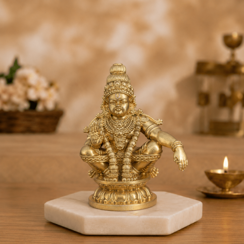 Ayyappan Swami for Home Pooja & Car Decor (3.5 Inch) - Gold