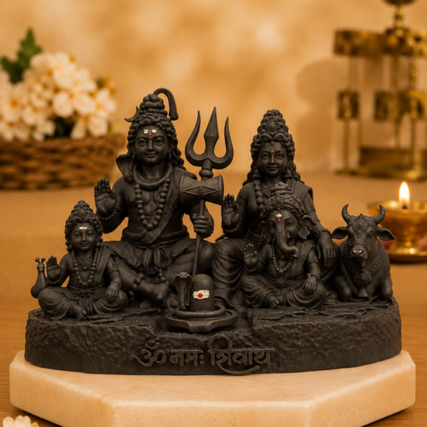 Sri Shiva Parivaram Idol with Nandi & Trishul for Home Pooja & Home Decor (4 Inch)