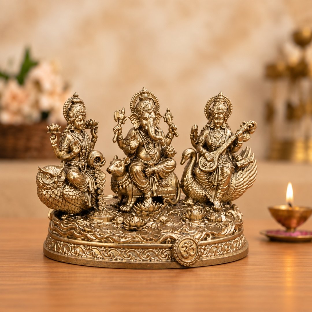 78 Lakshmi Ganesh Saraswati Idol 5 inch - Image 1