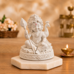 Divine Bala Murugan White Idol with Vel & Peacock for Home Pooja & Car Decor (3.5 Inch)