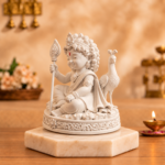 Divine Bala Murugan White Idol with Vel & Peacock for Home Pooja & Car Decor (3.5 Inch) - Image 6